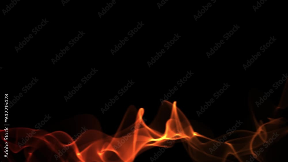 Visual effects, VFX, orange aurora ethereal flow moving on black background 3D animation. Use Visual effects, VFX, orange aurora ethereal flow moving on black background 3D animation. Use