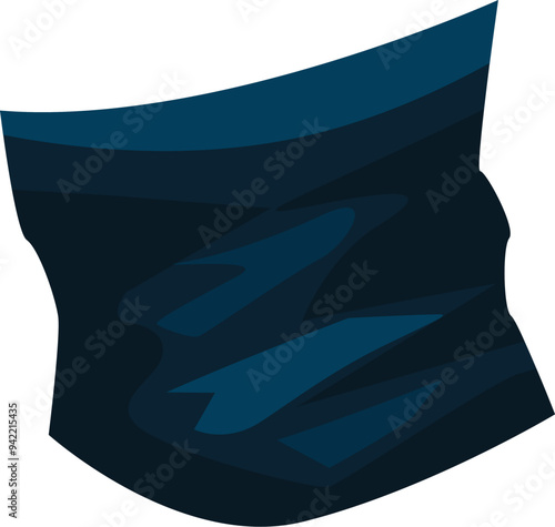 Dark blue neck gaiter warmer covering face, protecting from cold and wind, isolated on white background