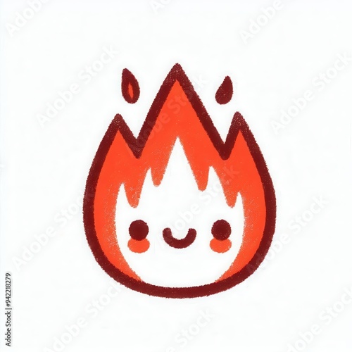 A cheerful, playful flame cartoon character perfect for children's materials, energy themes, or branding that seeks a fun and light-hearted touch. photo