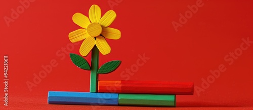 Using Cuisenaire Rods To Make Flower With Clipping Path photo