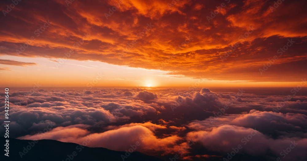 Beautiful Bright Orange Sky with Clouds at Sunrise Beautiful Bright Orange Sky with Clouds at Sunrise