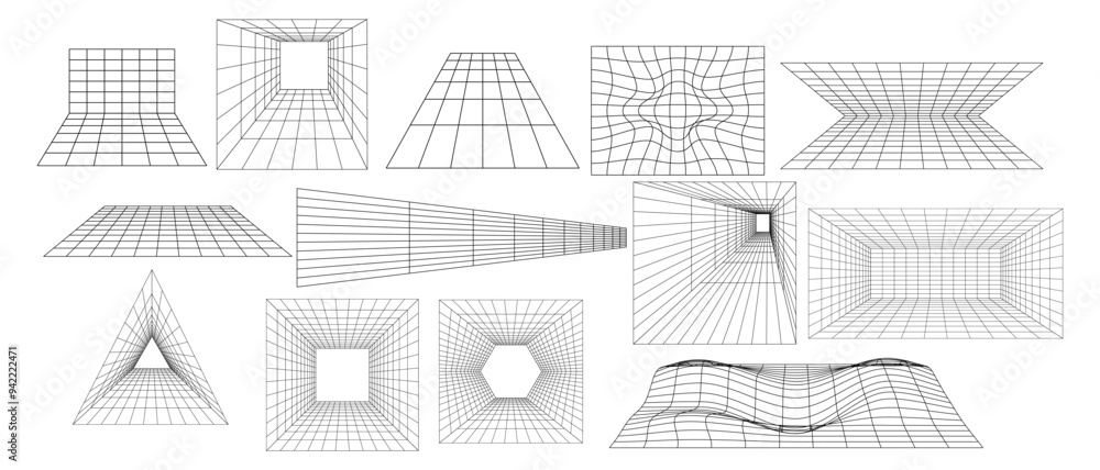 Obraz premium Grid 3d wireframe. Vector illustration.