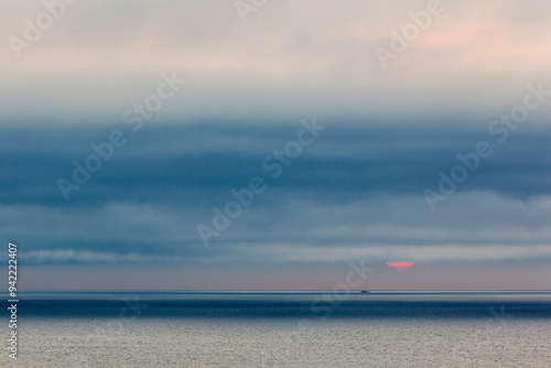 Dawn over the Atlantic Ocean as seen from the Marconi Station Site in the Cape Cod National Seashore. Wellfleet, Massachusetts. photo