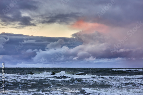 Storm over the winter baltic sea. Kaliningrad, Russia