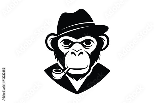 Monkey Smoking Silhouette Vector Cool Animal Design for Prints