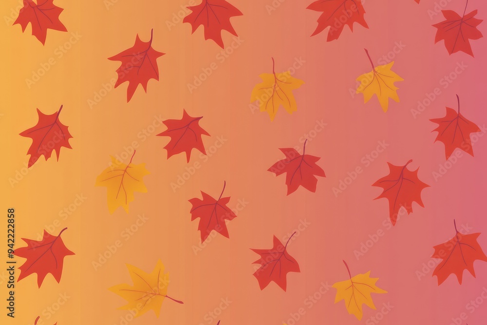 A stunning autumn backdrop featuring a smooth gradient of warm orange, red, and yellow hues adorned with minimalist falling leaves creating a serene and modern aesthetic A stunning autumn backdrop featuring a smooth gradient of warm orange, red, and yellow hues adorned with minimalist falling leaves creating a serene and modern aesthetic