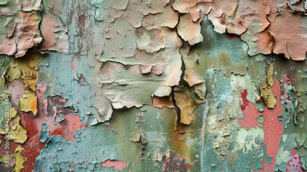 A textured wall with peeling paint and layers of color A textured wall with peeling paint and layers of color