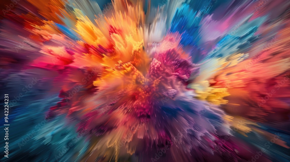 A vibrant explosion of colors creating a sense of movement A vibrant explosion of colors creating a sense of movement