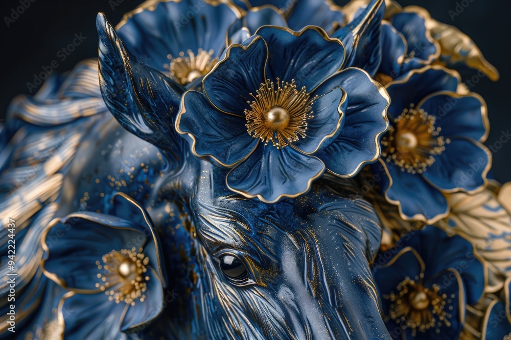 custom made wallpaper toronto digitalA close-up shot of a statue of a horse with flowers on its head, perfect for decoration or editorial use