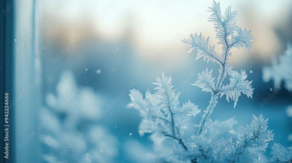 Frost-covered window close-up capturing the delicate details of winter and icy surfaces beautifully Frost-covered window close-up capturing the delicate details of winter and icy surfaces beautifully