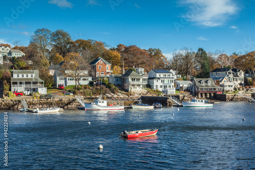 USA, Massachusetts, Cape Ann, Gloucester. Annisquam Harbor during autumn.