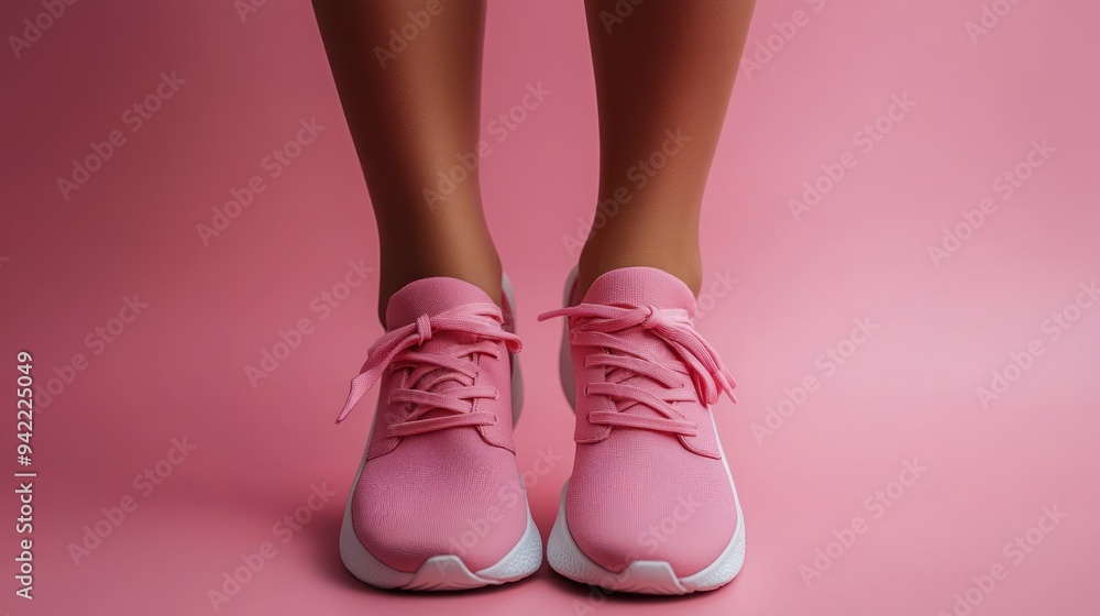 Pink Sneakers on a Pink Background Pink Sneakers on a Pink Background