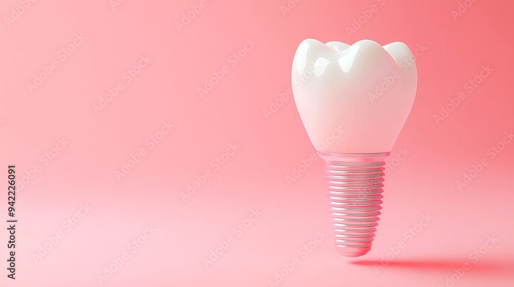 A dental implant on a pink background A dental implant on a pink background