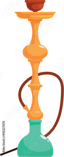Traditional eastern hookah with a long tube for smoking tobacco