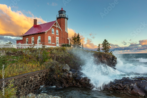 Historic Eagle Harbor Lighthouse n the Upper Peninsula of Michigan, USA photo