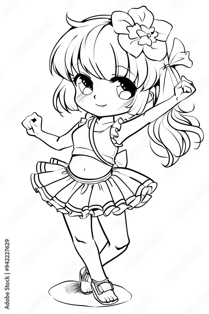 A joyful girl dancing gracefully in a lively atmosphere, showcasing her playful spirit and vibrant outfit A joyful girl dancing gracefully in a lively atmosphere, showcasing her playful spirit and vibrant outfit