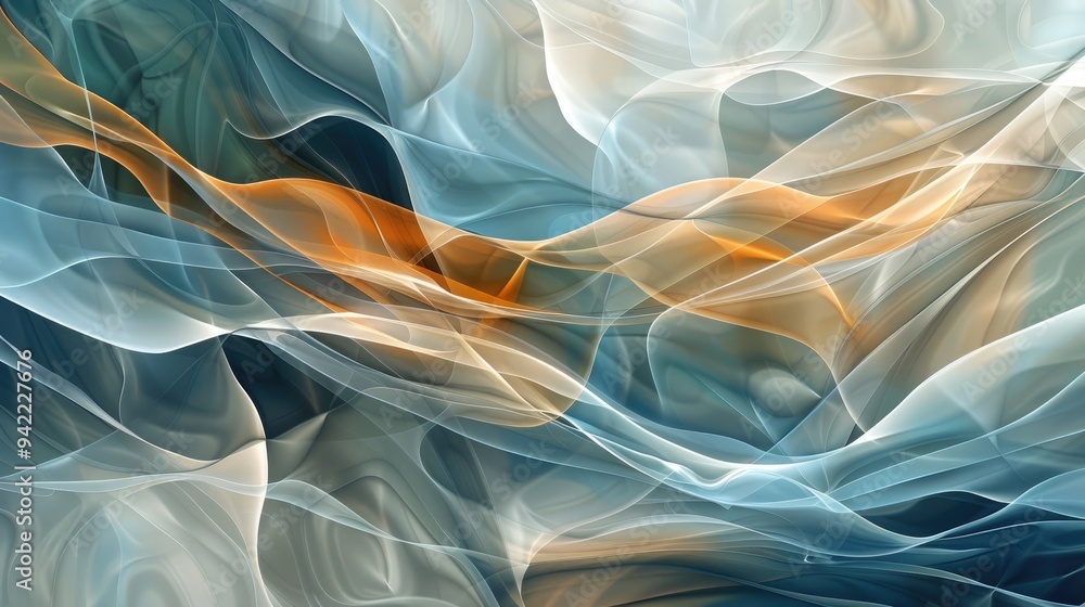 An abstract representation of waves with flowing lines and shapes An abstract representation of waves with flowing lines and shapes