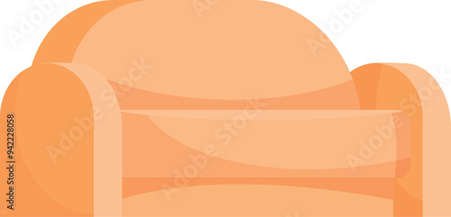 Orange sofa is standing on white background, creating cozy and stylish interior
