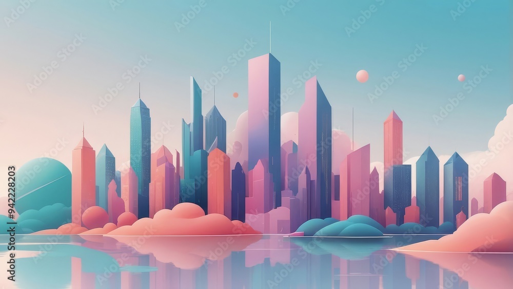 city skyline with sky city skyline with sky