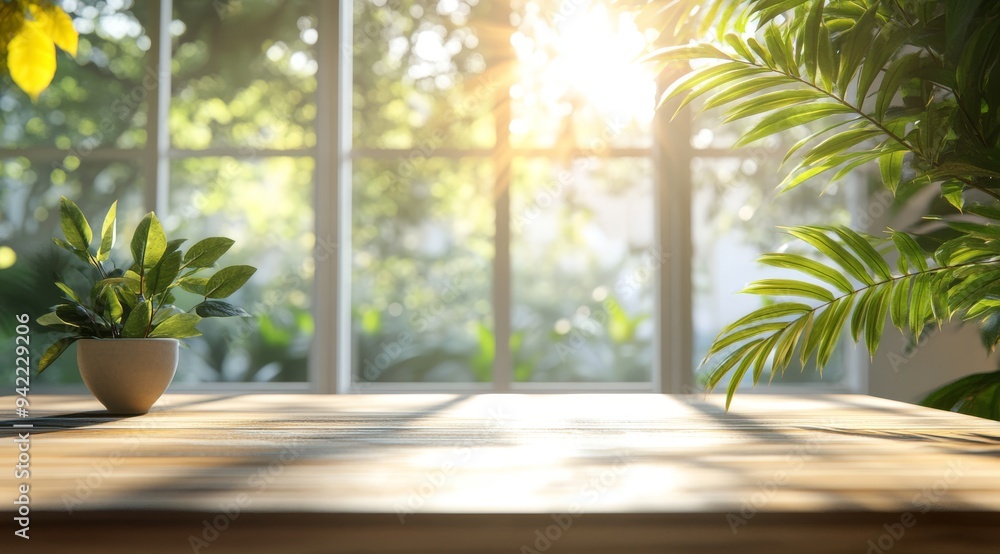 A beautifully calming Scandinavian interior scene that showcases a sunlit table adorned with lovely plants, evoking a deep sense of tranquility and highlighting the exquisite beauty of nature A beautifully calming Scandinavian interior scene that showcases a sunlit table adorned with lovely plants, evoking a deep sense of tranquility and highlighting the exquisite beauty of nature