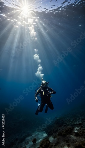 Wallpaper Mural Lonely diver underwater Torontodigital.ca