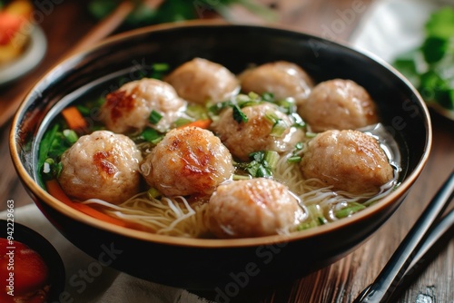 Fish Meatballs, These meatballs are made from ground fish, typically tenggiri (mackerel). photo