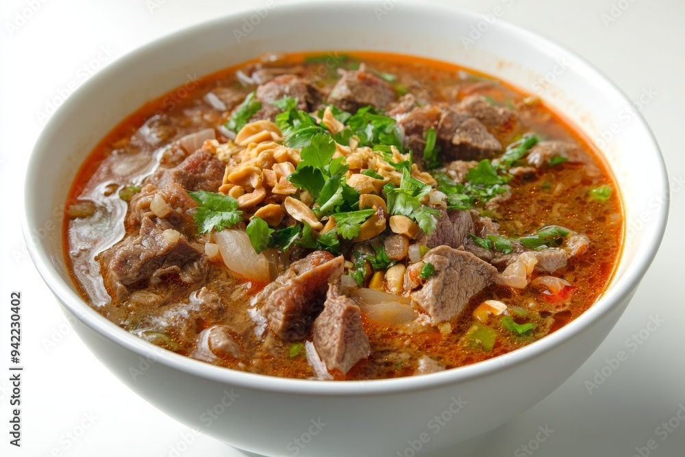 Makassar Soup, Also known as Coto Makassar. isolated on white background Makassar Soup, Also known as Coto Makassar. isolated on white background