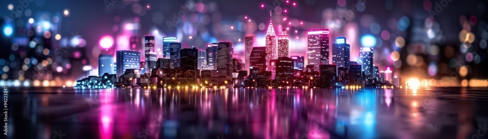 Neonlit cityscape at night, Cyberpunk, Bright, Digital, Emphasizing vibrant atmosphere Neonlit cityscape at night, Cyberpunk, Bright, Digital, Emphasizing vibrant atmosphere