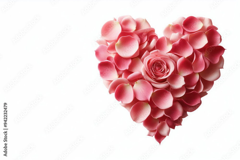 Obraz premium A heart made of rose petals. Space for text.
