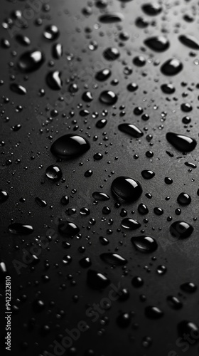 water droplets on black surface