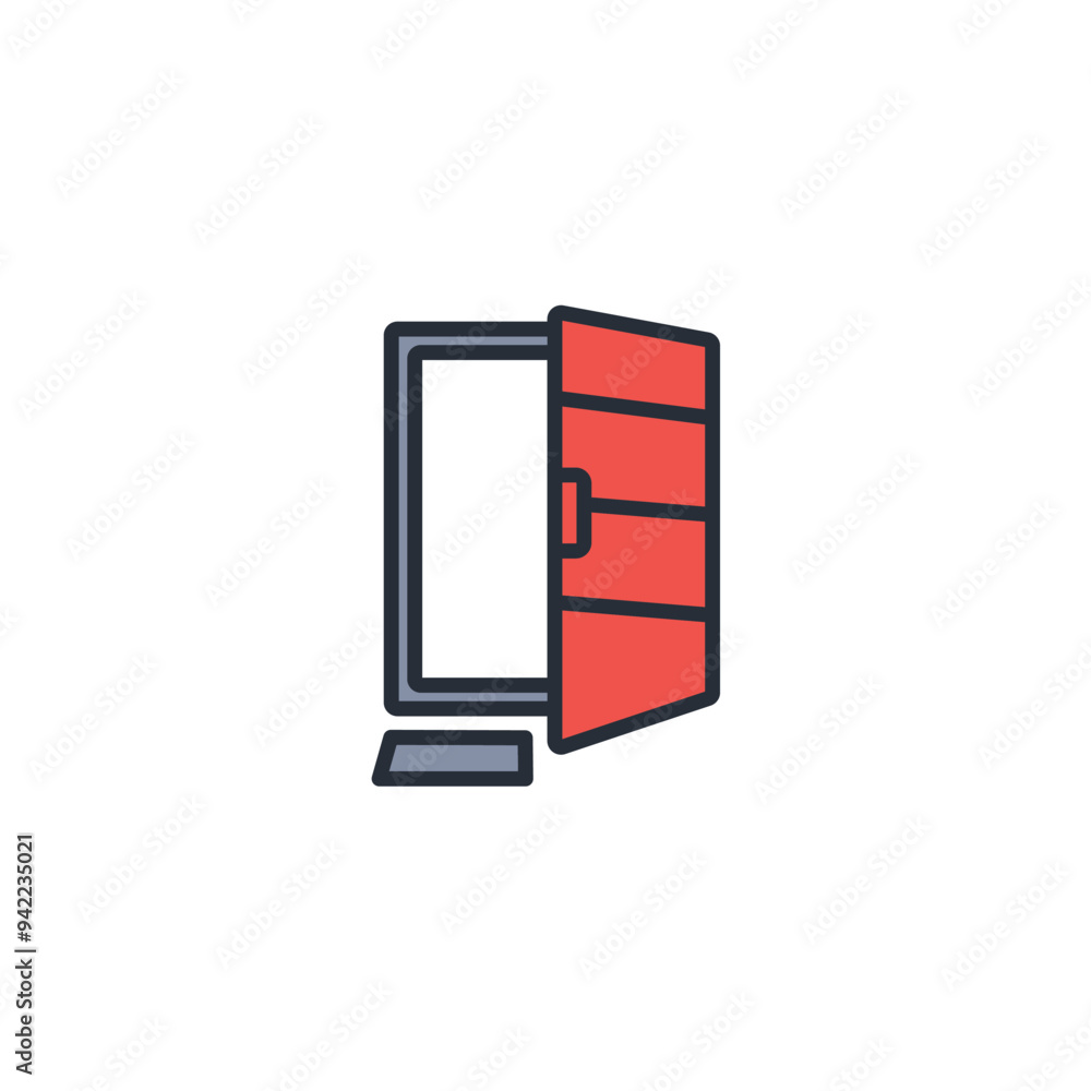 door alert icon. vector.Editable stroke.linear style sign for use web design,logo.Symbol illustration. door alert icon. vector.Editable stroke.linear style sign for use web design,logo.Symbol illustration.