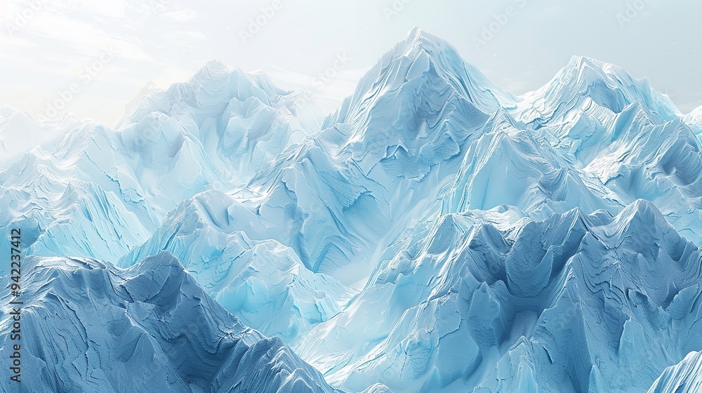 Obraz premium Detailed close-up of icy blue crystals, capturing their intricate structures and the translucent beauty of frozen water.