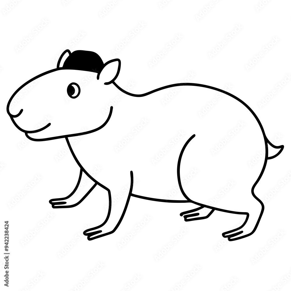 Running capybara line art Running capybara line art