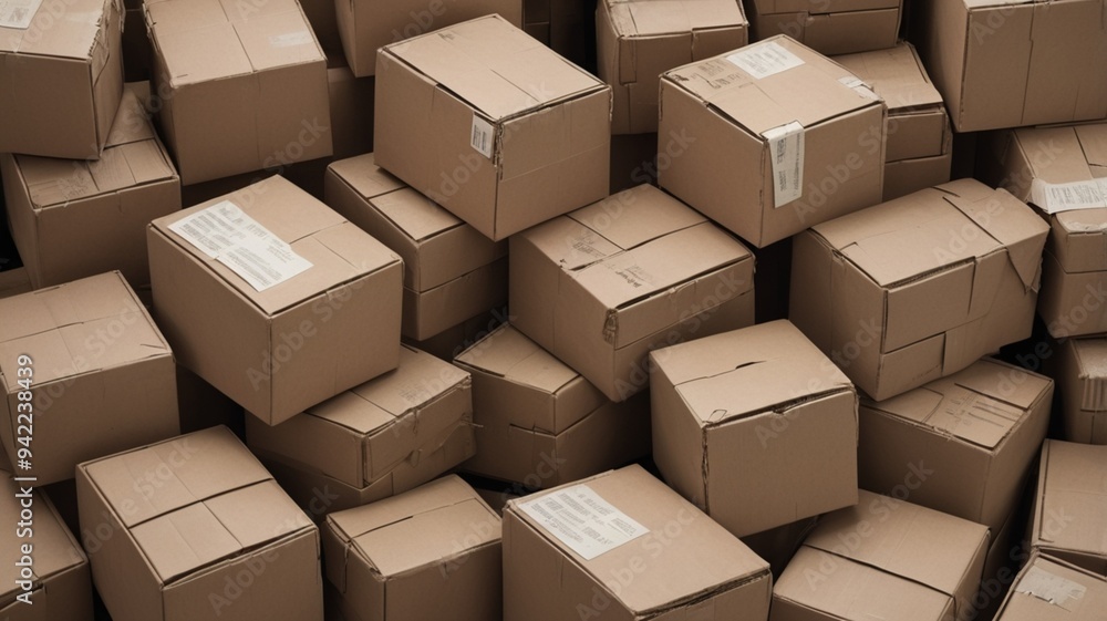Some stacked closed cardboard boxes Some stacked closed cardboard boxes