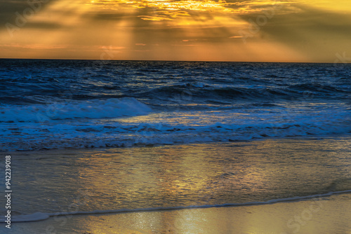 USA, New Jersey, Cape May National Seashore. Sunset on seashore. 