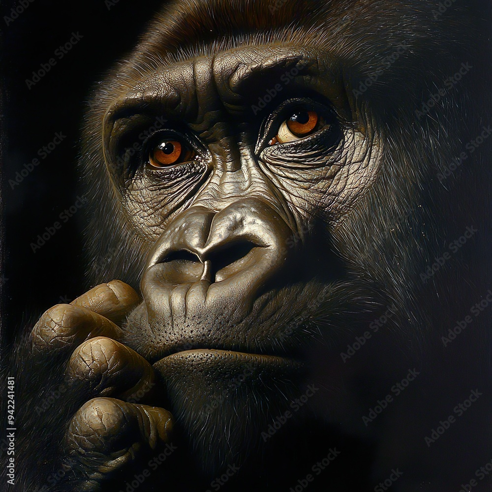 Close-up of a gorilla with a fierce look ideal for showcasing raw animal emotion