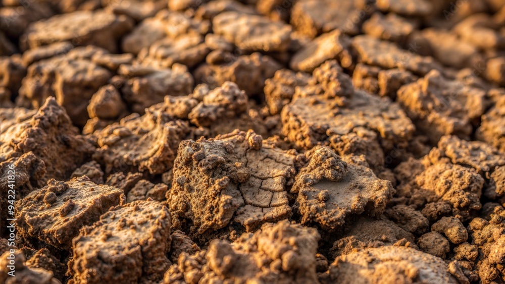 Obraz premium Dry Cracked Soil, Close-Up of Parched Earth Texture