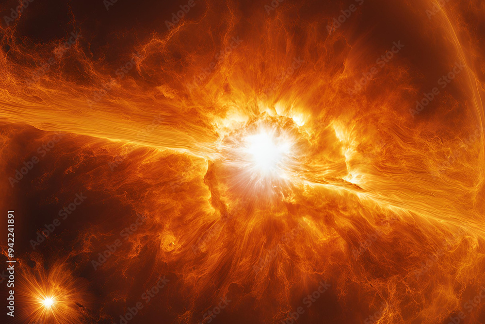 The sun and intense solar rays taking some shapes on its surface. AI generated. The sun and intense solar rays taking some shapes on its surface. AI generated.