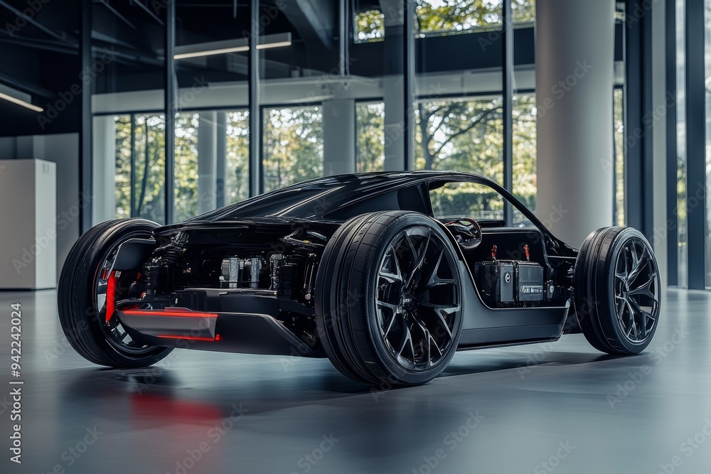 Sleek aerodynamic electric vehicle chassis featuring advanced battery cooling system integration Sleek aerodynamic electric vehicle chassis featuring advanced battery cooling system integration