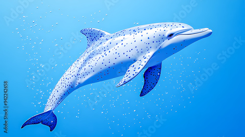 Gracefully swimming atlantic spotted dolphin in the blue ocean waters photo