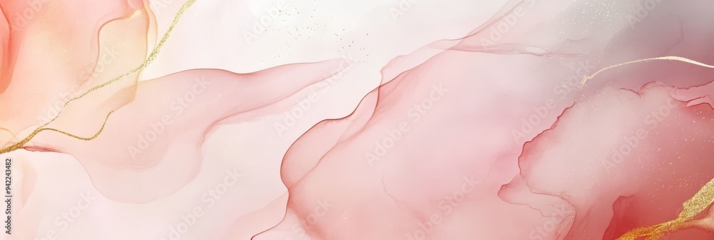 Obraz premium This design features a minimalistic watercolor background that showcases soft, cloudlike textures blending in pale pinks and whites. It is perfect for a variety of design needs, making it versatile