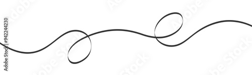 Thin wavy abstract line. Stroke underline. Wavy with loops ribbon for design Vector illustration