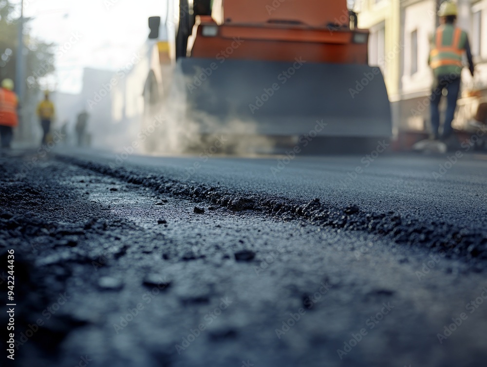 Road workers update infrastructure with fresh asphalt for smooth repairs and enhanced durability Road workers update infrastructure with fresh asphalt for smooth repairs and enhanced durability