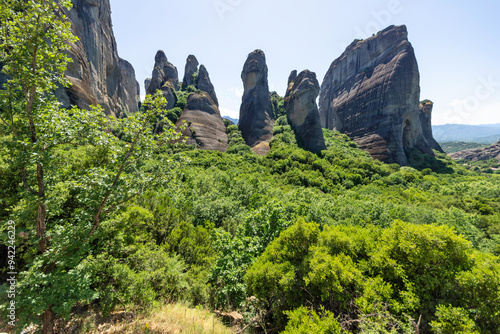 Obraz na płótnie Panoramic view of Meteora Monasteries, Thessaly, Greece w salonie