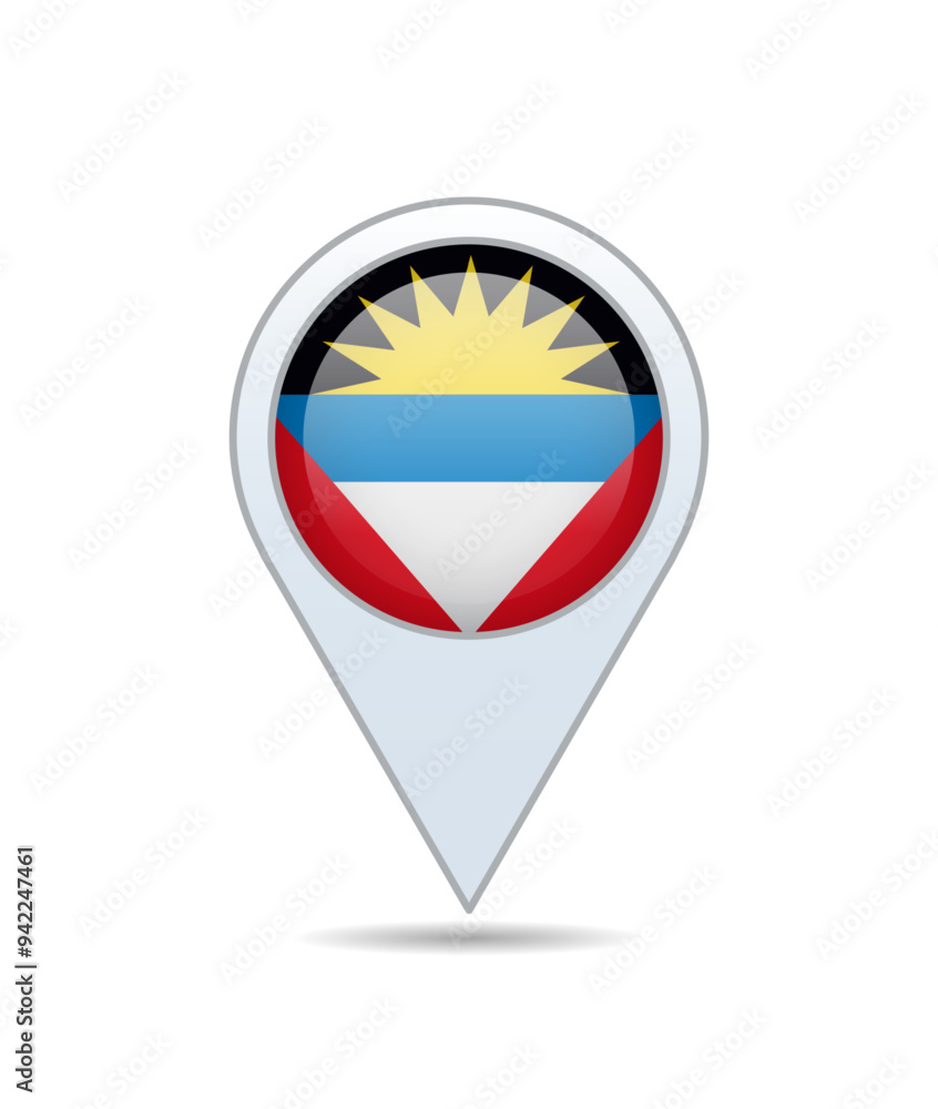 Antigua and Barbuda - flag pin for map. Vector illustration. Antigua and Barbuda - flag pin for map. Vector illustration.