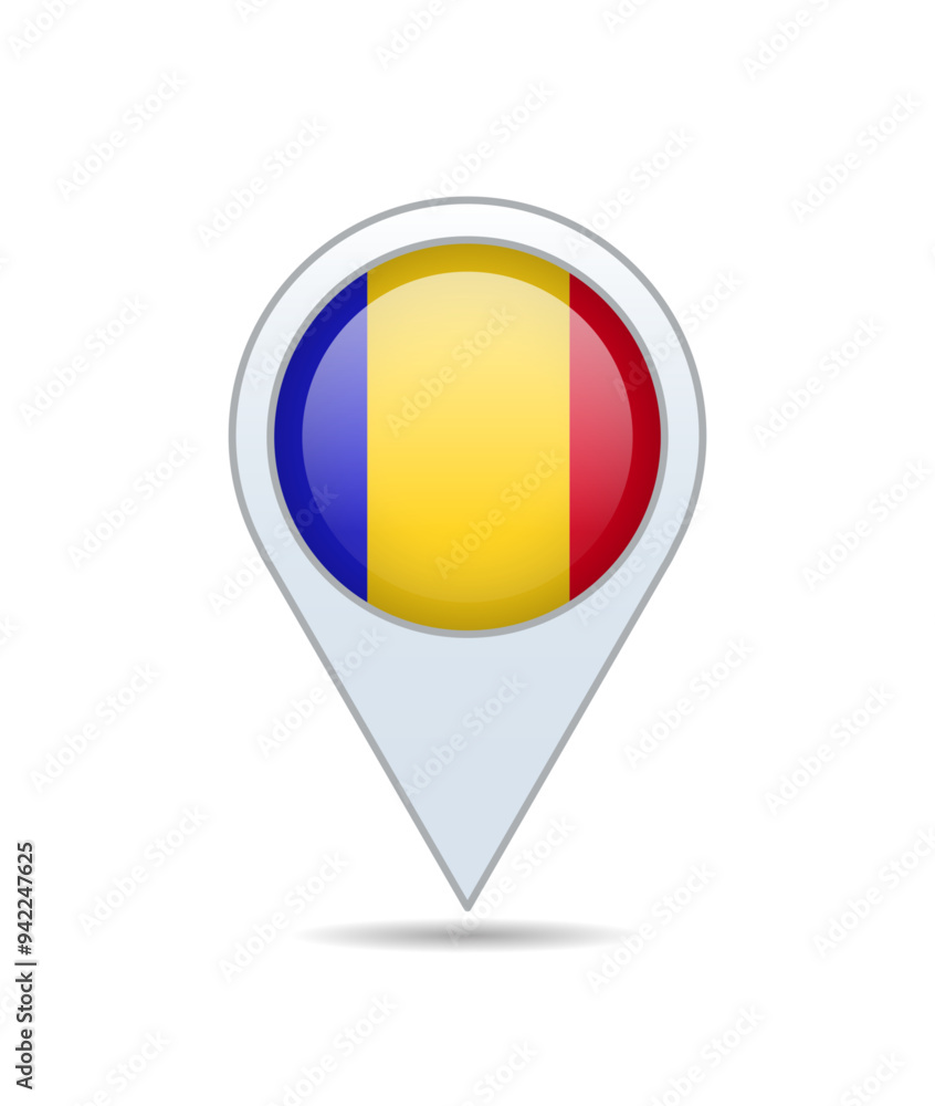 Fototapeta premium Chad - flag pin for map. Vector illustration.