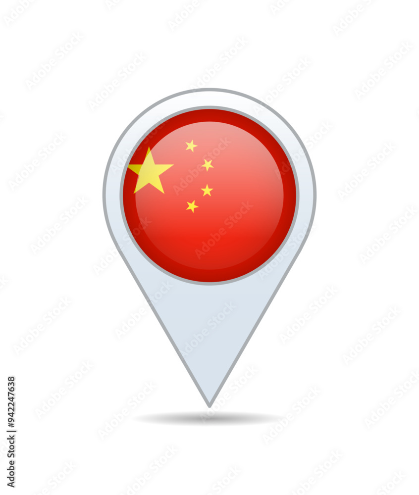 China - flag pin for map. Vector illustration. China - flag pin for map. Vector illustration.