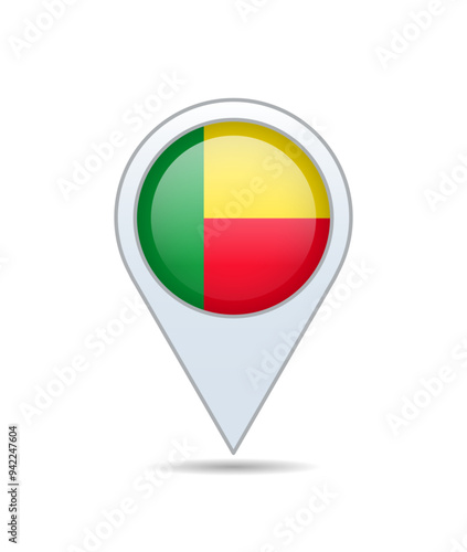 Benin - flag pin for map. Vector illustration. Free Download Benin - flag pin for map. Vector illustration. - GFXLoad