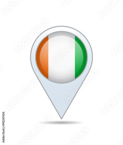 Free Download Ivory Coast - flag pin for map. Vector illustration. - GFXLoad