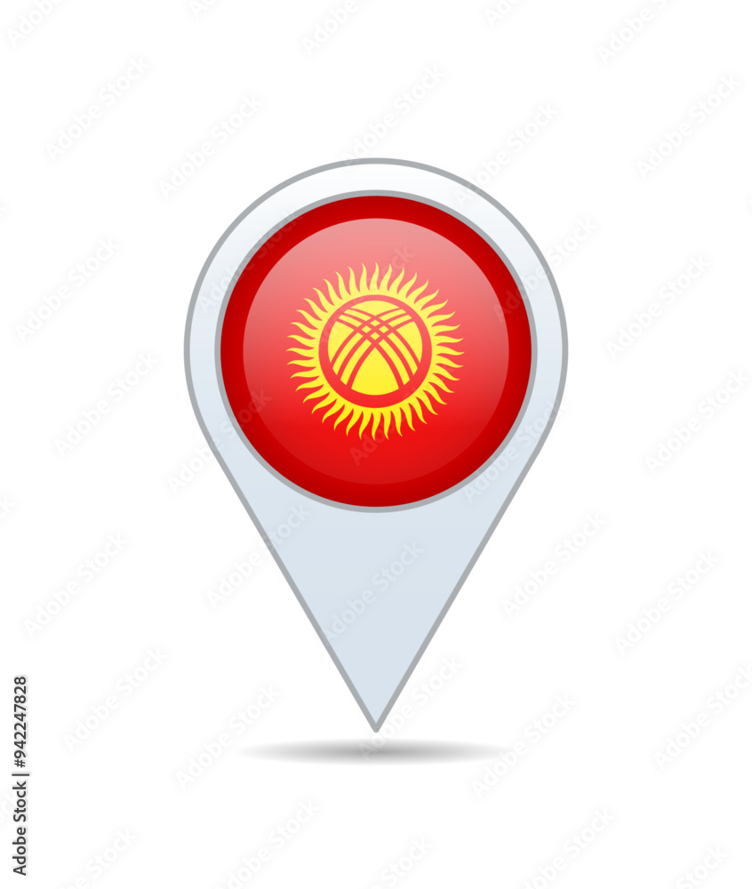 Kyrgyzstan - flag pin for map. Vector illustration. Kyrgyzstan - flag pin for map. Vector illustration.